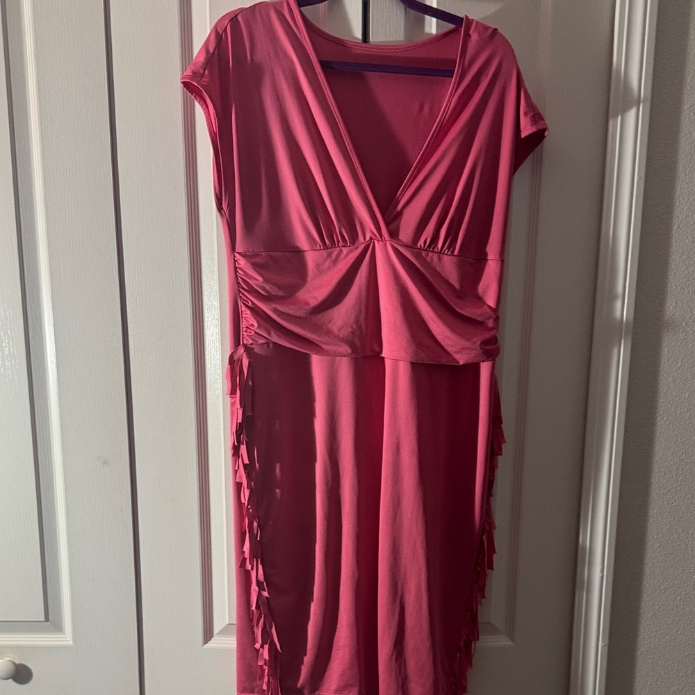 Vibrant Pink Dress with Fringe Details